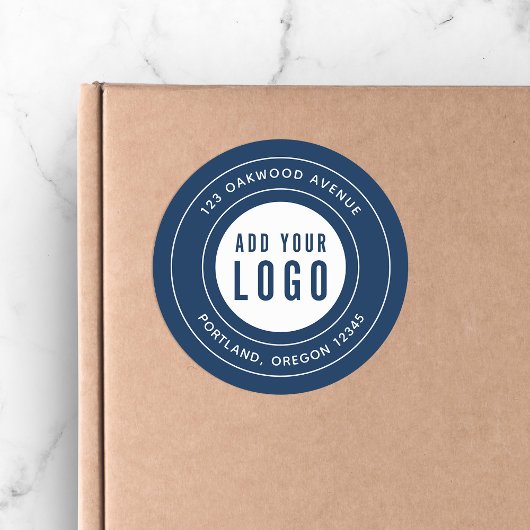 編集可能な色ロゴの追加の縁ど差出人住所 ラウンドシール