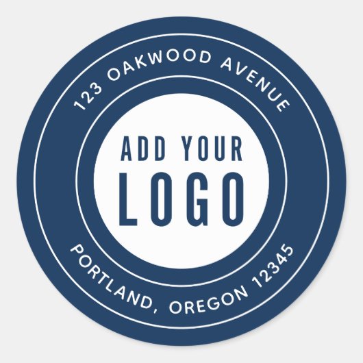 編集可能な色ロゴの追加の縁ど差出人住所 ラウンドシール (正面)