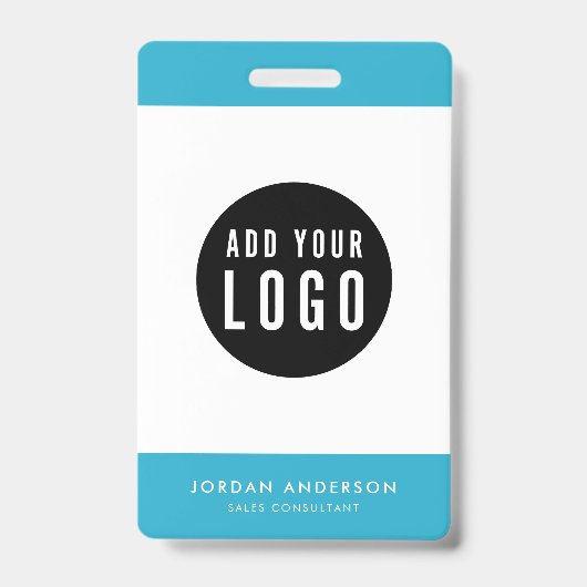 編集可能な色ロゴの追加社員シンプルID バッジ (正面)