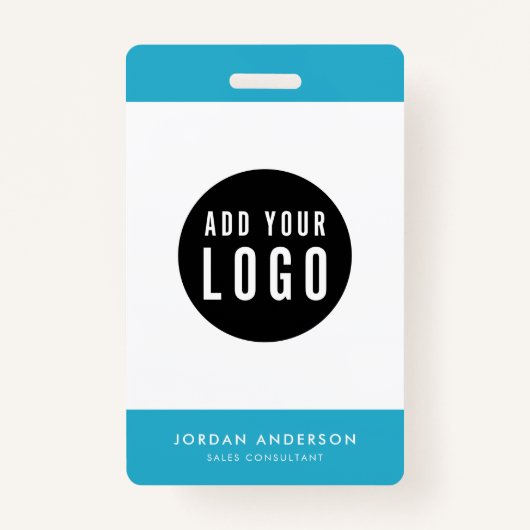 編集可能な色ロゴの追加社員シンプルID バッジ (正面)