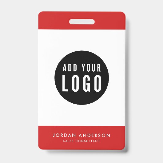 編集可能な色ロゴの追加社員シンプルID バッジ (表面)