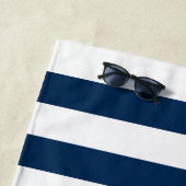 編集可能な色(白い色ストライプ付き) [名前を追加] ビーチタオル (インサイチュ)