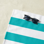 編集可能な色(白い色ストライプ付き) [名前を追加] ビーチタオル (インサイチュ)