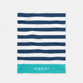 編集可能な色(白い色ストライプ付き) [名前を追加] フリースブランケット