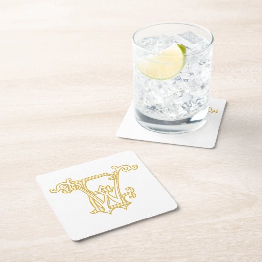 編集可能な色WEモノグラムEWロゴコースター スクエアペーパーコースター (インサイチュ)