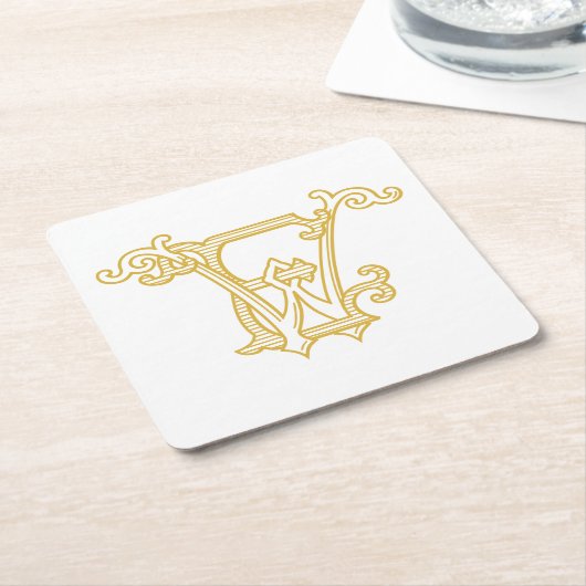 編集可能な色WEモノグラムEWロゴコースター スクエアペーパーコースター (アングル)