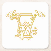 編集可能な色WEモノグラムEWロゴコースター スクエアペーパーコースター (正面)