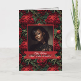 編集可能な芍薬の花びら 春の誕生日 カード