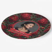 編集可能な芍薬の花びら 春の誕生日 ペーパープレート (アングル)