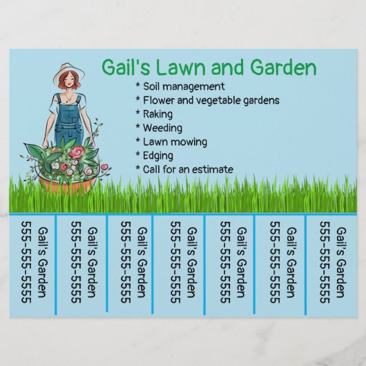 編集可能な芝生とガーデンの電気に話番号フライヤー チラシ (正面)