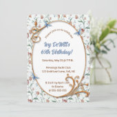 編集可能な花と青い蝶 招待状 (スタンド正面)