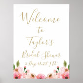 編集可能な花のウェディングシャワーのお出迎え看板 ポスター (正面)