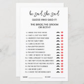 編集可能な花嫁または花婿はそれをゲームを言った推測 (正面/裏面)