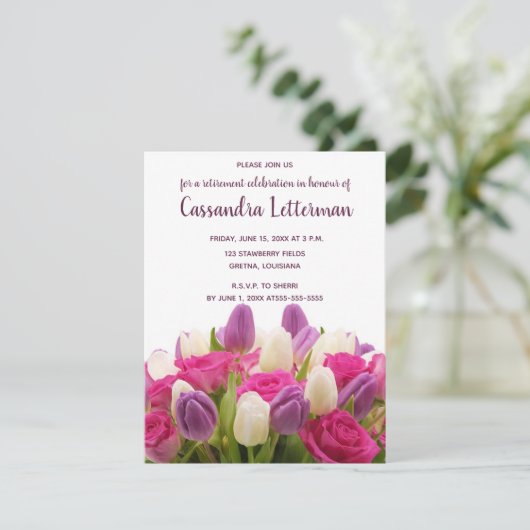 編集可能な花束の誕生日招待状 招待状 (スタンド正面)