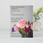 編集可能な花、コクテール、おしゃべり 招待状 (スタンド正面)