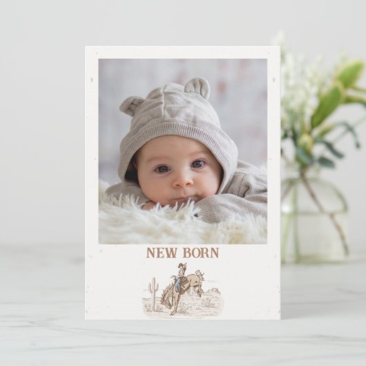 編集可能な茶色の最初のロデオ月次バナーフラグ 招待状 (スタンド正面)