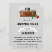 編集可能な荷物カメラとバラハネムーンシャワー 招待状 (正面/裏面)