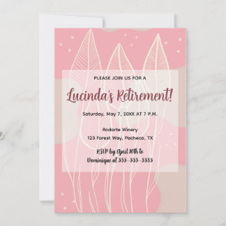 編集可能な葉とダスティローズの背景 招待状