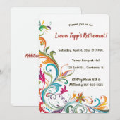 編集可能な葉と渦巻き 招待状 (正面/裏面)