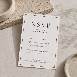 編集可能な薄い枠線のミニマルな結婚式RSVPカード 出欠カード