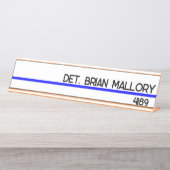 編集可能な薄型ブルーライン警察法執行部 デスクネームプレート (正面)