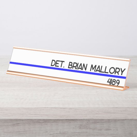 編集可能な薄型ブルーライン警察法執行部 デスクネームプレート (正面)