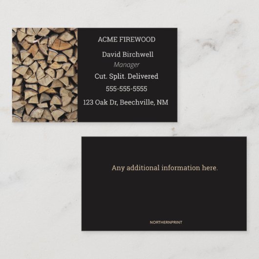 編集可能な薪 名刺 (正面/裏面)