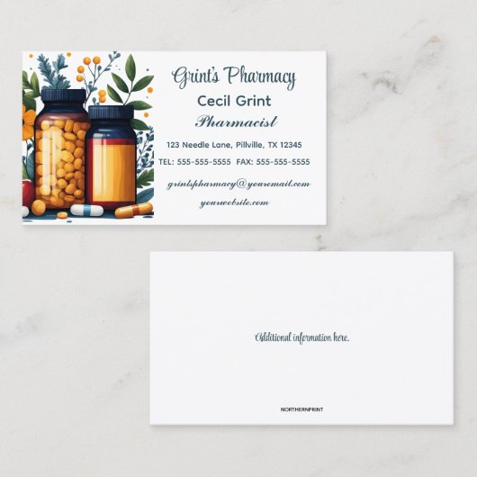 編集可能な薬剤師 名刺 (正面/裏面)