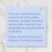 編集可能な蜂蜜の説明ブルーフラワービーラベル フェイバータグ (裏面)