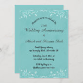 編集可能な蝶と渦巻きターコイズ青 招待状 (正面/裏面)