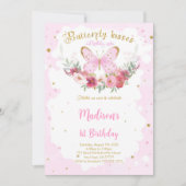 編集可能な蝶の誕生日招待状 招待状 (正面)