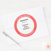 編集可能な複数食物アレルギー警告 ラウンドシール (封筒)