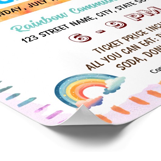 編集可能な親切なレインボースクールフライヤー ポスター (角)