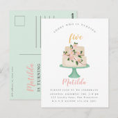 編集可能な誕生日ケーキパーティーの招待状 ポストカード (正面/裏面)