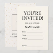 編集可能な誕生日招待状テンプレート | 招待状 (正面/裏面)