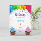 編集可能な誕生日招待状 (スタンド正面)
