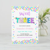 編集可能な誕生日招待状 女の子 3歳 招待状 (スタンド正面)