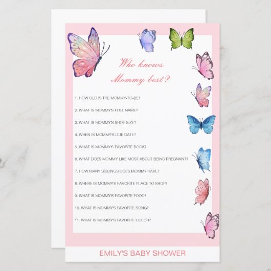 編集可能な誰がママ赤ちゃん最高のシャワーゲームを知っている (正面/裏面)