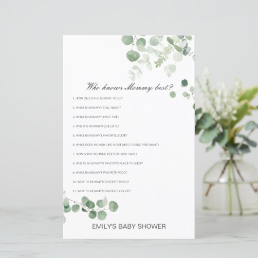 編集可能な誰がママ赤ちゃん最高のシャワーゲームを知っている (スタンド正面)