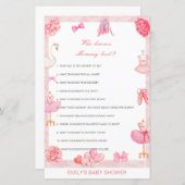 編集可能な誰がママ赤ちゃん最高のシャワーゲームを知っている (正面/裏面)