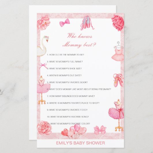 編集可能な誰がママ赤ちゃん最高のシャワーゲームを知っている (正面/裏面)