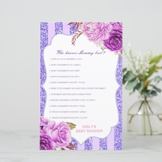 編集可能な誰がママ赤ちゃん最高のシャワーゲームを知っている (スタンド正面)