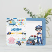 編集可能な警察の誕生日写真招待状 招待状 (スタンド正面)