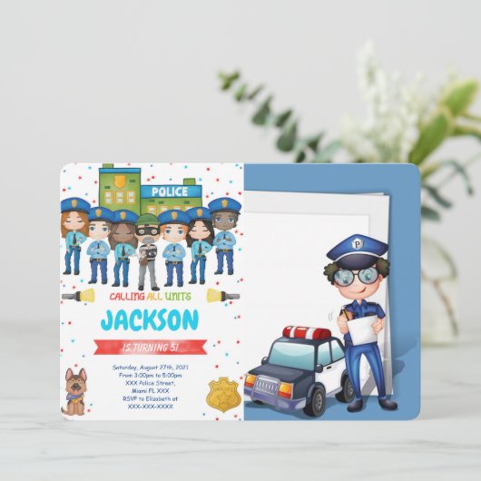 編集可能な警察写真招待状 招待状 (スタンド正面)