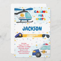 編集可能な警察誕生日招待状