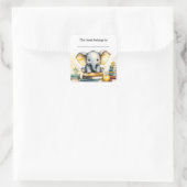 編集可能な象と書籍の蔵書票シール スクエアシール (バッグ)