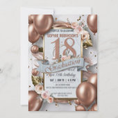 編集可能な豪華な18歳の誕生日と卒業のコンバイン招待状 招待状 (正面)