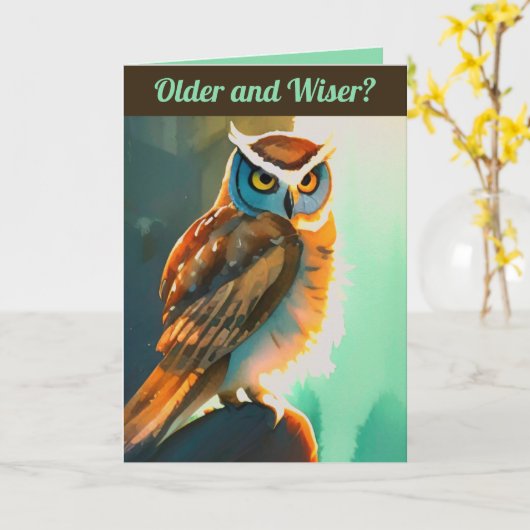 編集可能な賢い老 owl カード (黄色い花)