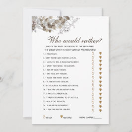 編集可能な質問素朴ブライダルシャワーゲームカード 招待状