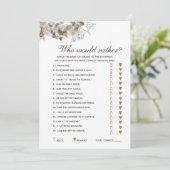 編集可能な質問素朴ブライダルシャワーゲームカード 招待状 (スタンド正面)